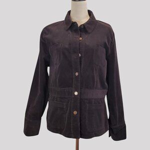 JONES SPORT Corduroy Jacket Women's Button Front Utilitarian in Black